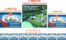 Розыгрыш путёвки на двоих в Горный Алтай осенью 2014, двух денежных сертификатов и семи дисконтных карт